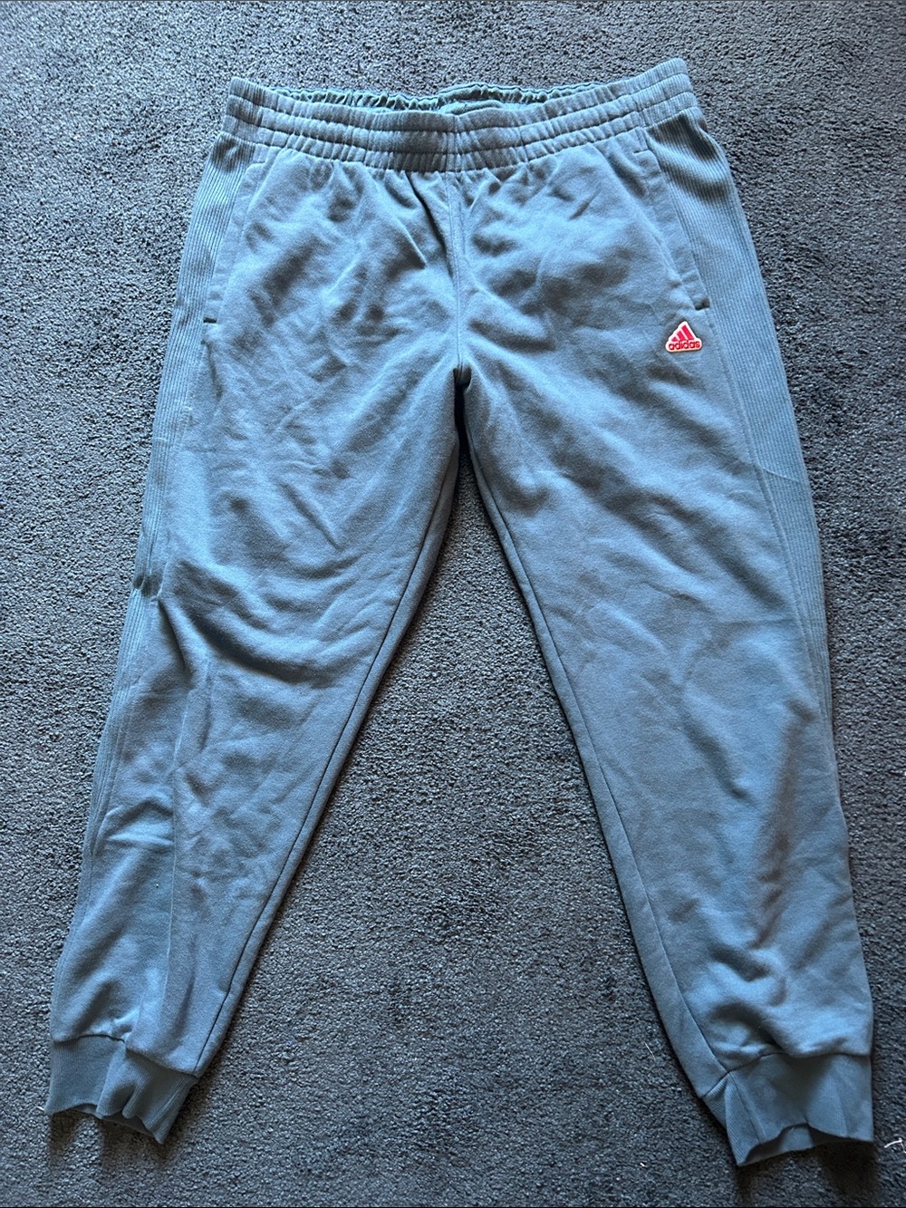 adidas Light Blue Sweatpants with Pink Logo